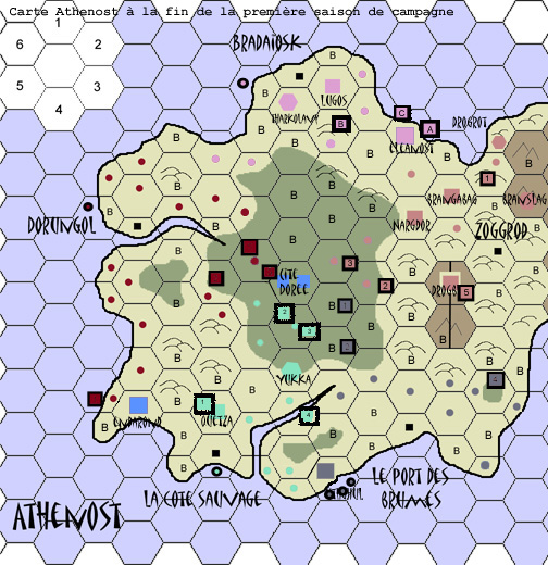 carte a la fin de la premire anne; 
carrs entours de noir: bannires